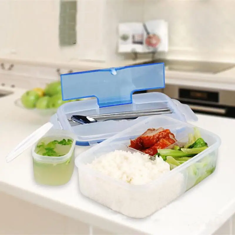 

1000mL Microwave Bento Lunch Box Ecofriendly Outdoor Portable Microwave Lunch Box with Soup Bowl Chopsticks Food Containers