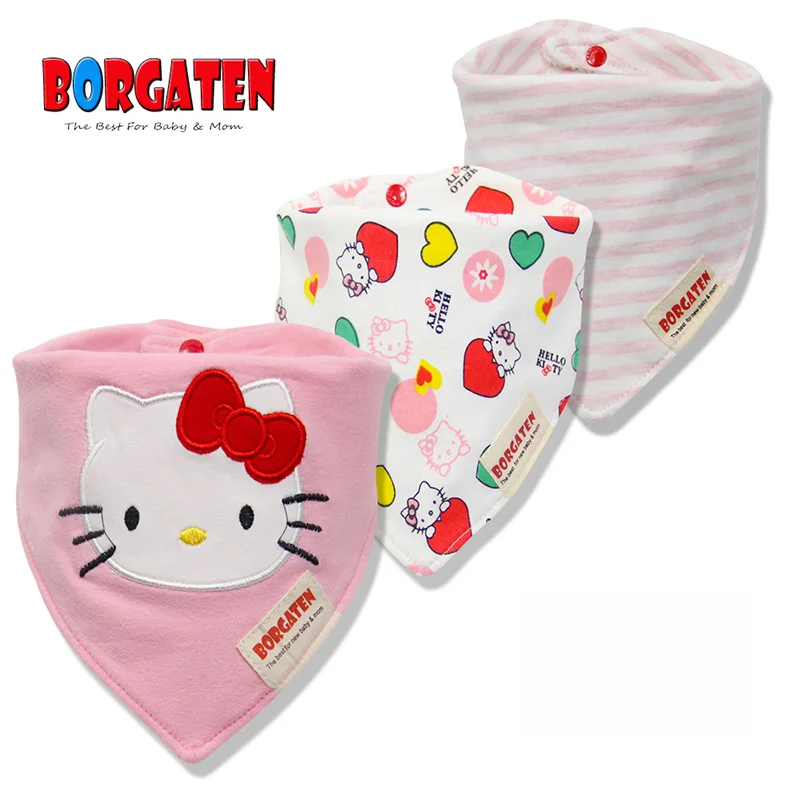 BORGATEN Brand HelloKitty Cartoon Cute Baby Boy and Girl Bibs Newborn Accessories Cotton Stuff Feeding Things Burp Cloth Bandana BORGATEN Brand HelloKitty Cartoon Cute Baby Boy and Girl Bibs Newborn Accessories Cotton Stuff Feeding Things Burp Cloth Bandana