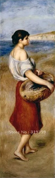 

Oil Painting Reproduction on linen canvas,girl with a basket of fish By pierre auguste renoir,museum quality,handmade