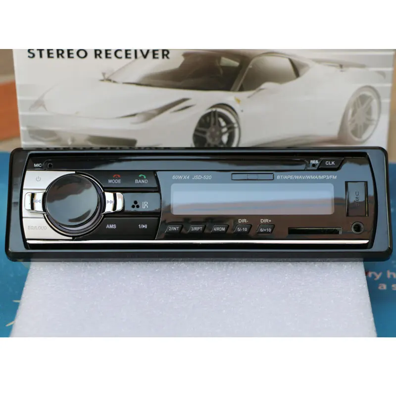 12V Bluetooth Car Radio Player Stereo FM MP3 Audio 5V-Charger USB SD AUX Auto Electronics In-Dash Autoradio 1 DIN NO DVD JSD-520