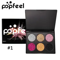 Popfeel бренд 6 цветов/набор блеск палитра порошок для теней Для женщин Макияж АРТ Shine для век Красота Косметика комплект
