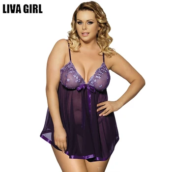 

LIVA GIRL Women Sexy Lingerie Hot Erotic Underwear Lace Female Baby doll Transparent Plus Size 6XL Erotic Lingerie Sleepwear 50
