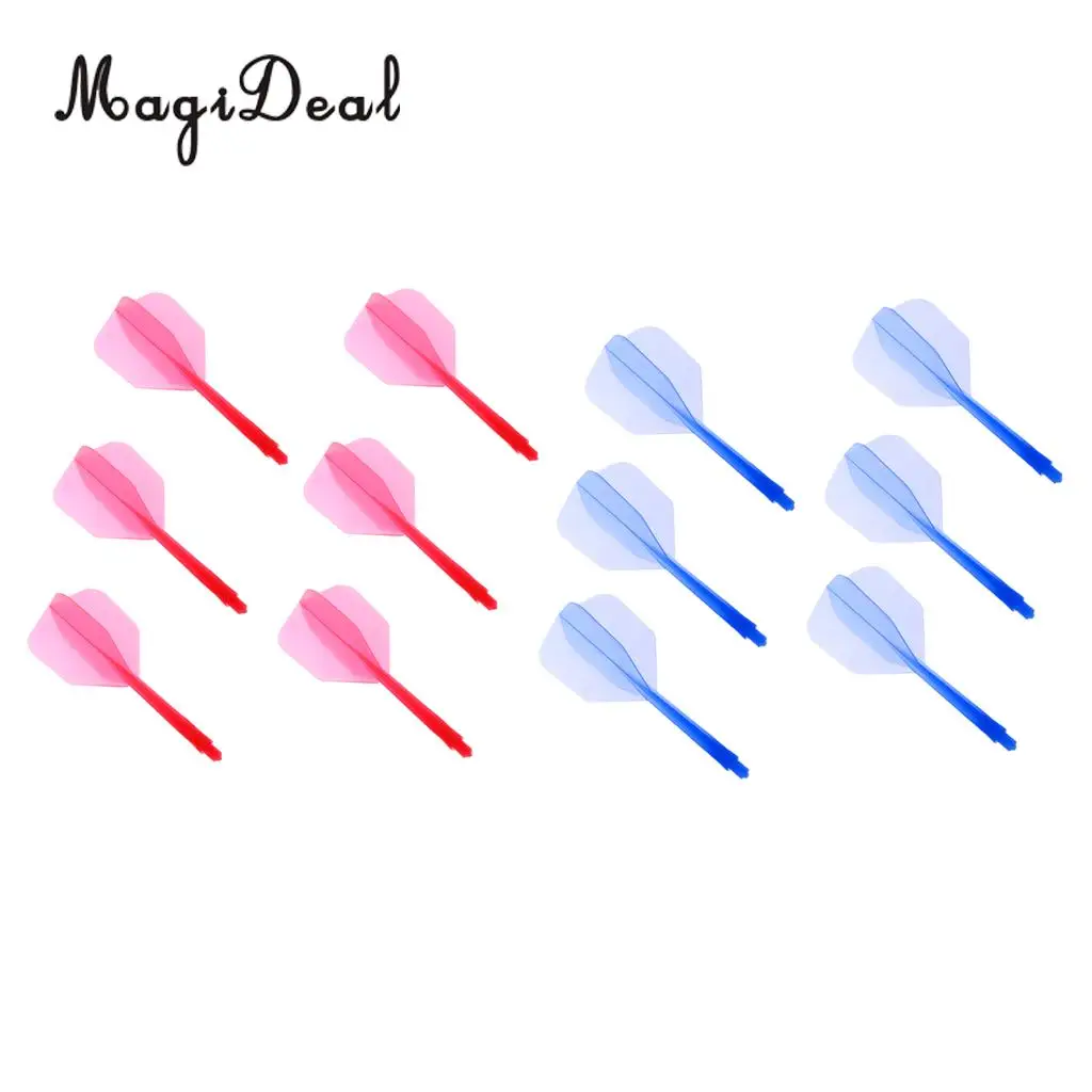 MagiDeal High Quality 12x Transparent 2BA Thread Dart Shafts & Dart Flights Connection Red & Blue