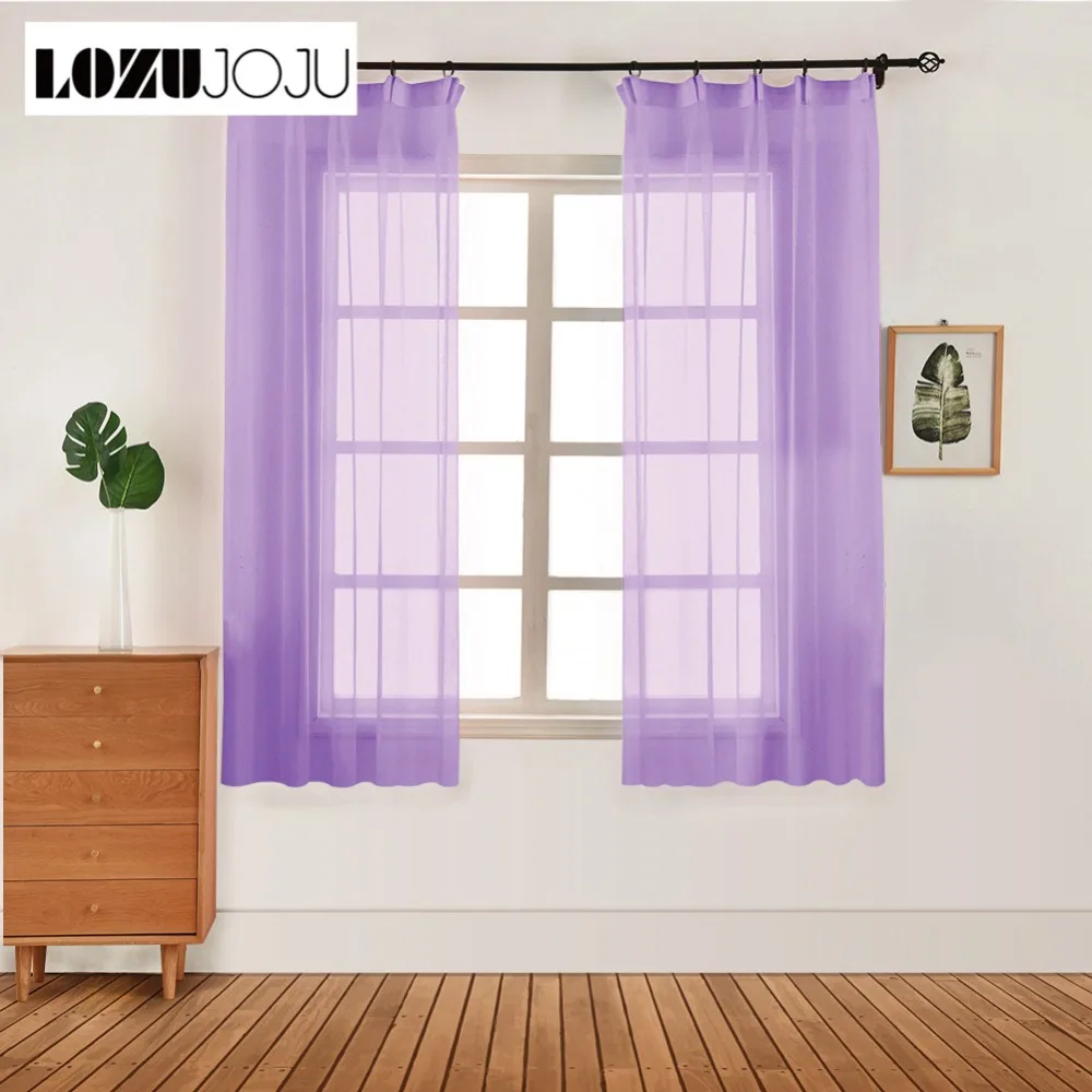 

LOZUJOJU Rainbow Transparent Tulle Drops Short Pull Pleated Tape Style Curtain Solid Color Bedroom Windows Fabric All Match Drop