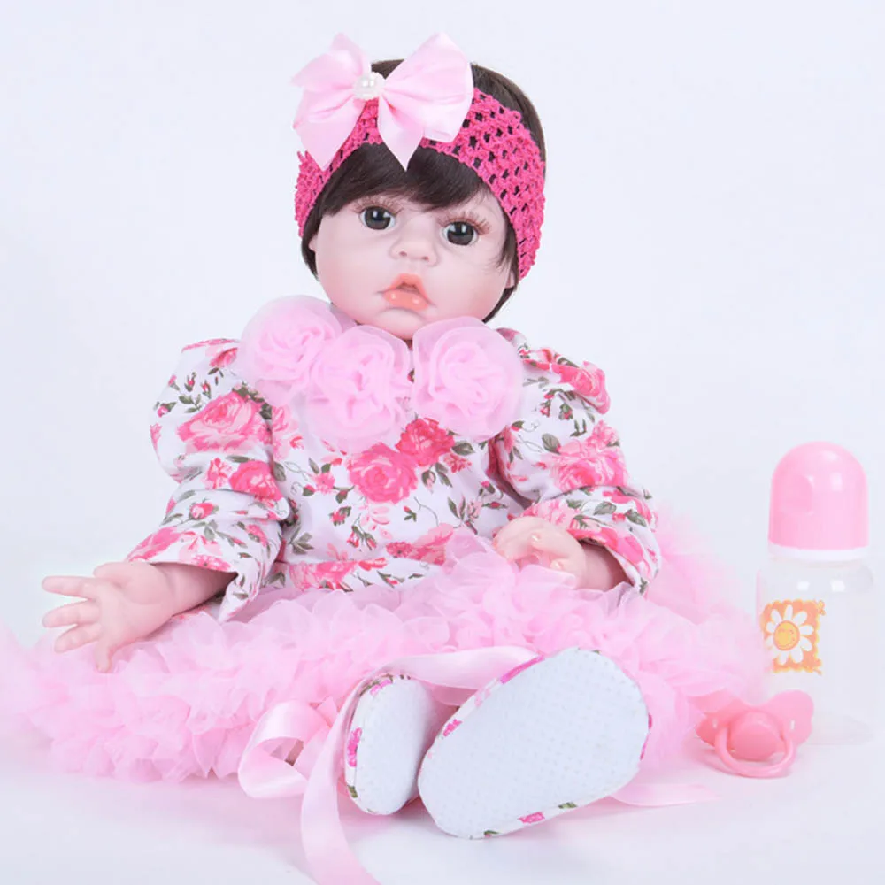 

50cm Exquisite Newborn Girl Doll Silicone Soft Reborn Baby Dolls with Cloth Body Toy for Children Birthday Christmas Gift