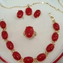 wholesale_jewelry_wig$ Набор Красный Кулон Браслет Серьги Кольца Наборы
