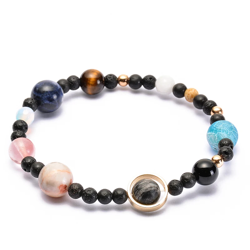 

9 Planets Pluto Universe Bangles Galaxy Solar System Bracelet The Nine Planets Star Natural Stone Beads Bracelets for Women Men