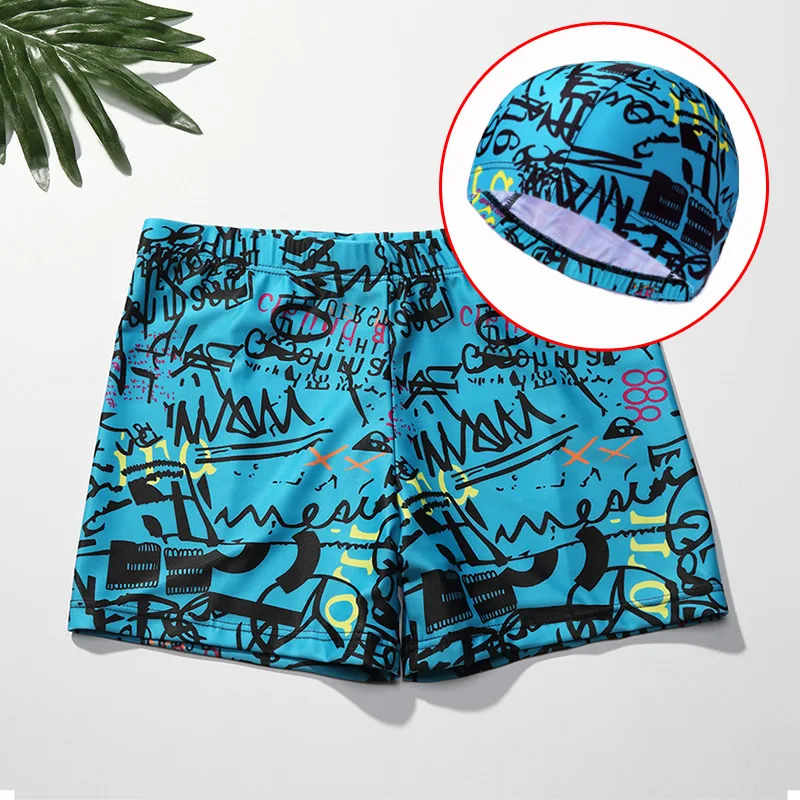 

Men's flat-Angle Swimming Trunks Swimming Caps Two Sets Of Super-Value Swimming Beach Vacation High elasticity Large Size AA308