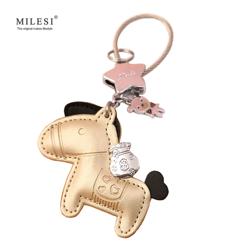 Milesi, кожаный брелок в форме лошади, сумка, подвеска, брелок, брелок, украшение, милый подарок для влюбленных K0141 K0142