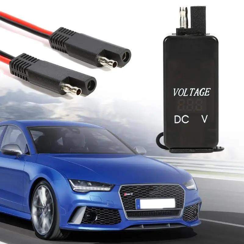 SAE на 2 порта USB+ прикуриватель гнездо адаптера кабель с Вольтметр Черный DC 12-24 V