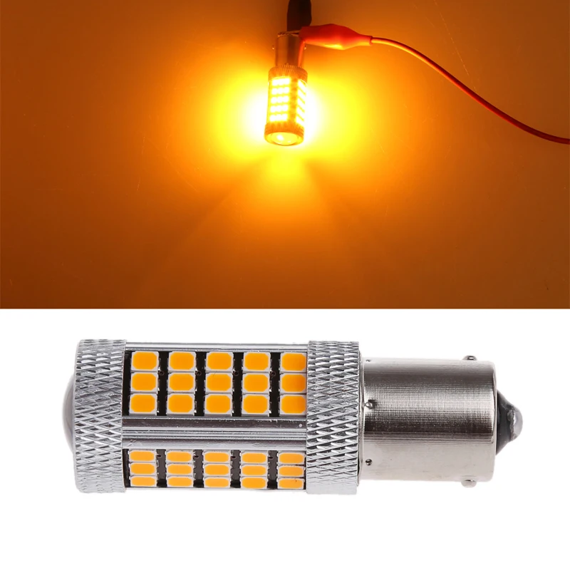 Супер яркий 1156 BA15S 63 SMD светодиодный стоп-сигнал Задние парковочные стоп-лампы 12 В 7 Вт желтые лампочки поворотников Автомобилей сигнальная лампа