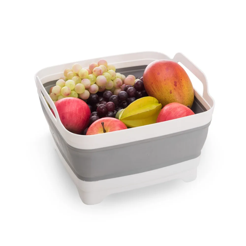 Пластиковая TPR корзина для овощей и фруктов складной 30,5x30 см портативный Кемпинг Рыбалка кухонная Ванная Комната Хранение открытый корзина B486