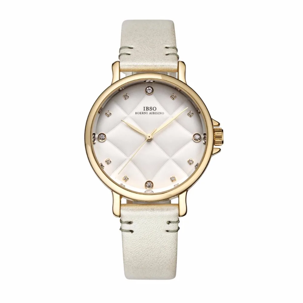 

IBSO Luxury Diamonds Analog Watches for Women Waterproof Quartz Watch Leather Strap IB213L