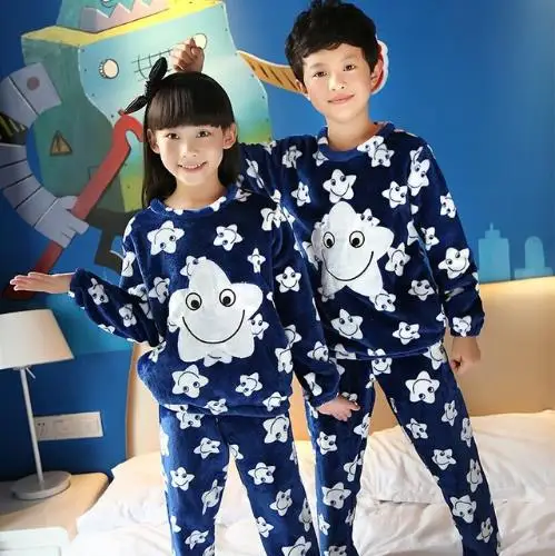 Детская одежда для сна для мальчиков и девочек, пижамный комплект для маленьких мальчиков и девочек, фланелевые зимние утепленные детские пижамы с рисунками, Детские пижамные комплекты - Цвет: style 4