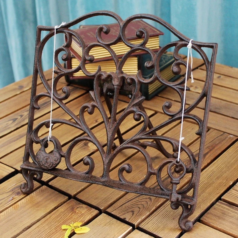 

European Hollow Antique Foldable Tabletop Cast Iron Painting Easel Board Drawing Picture Display Decor Stand Holder Shelf