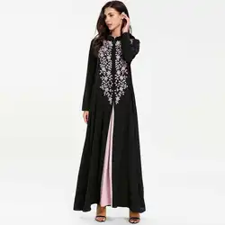 2019 шелковистая вышивка для женщин макси платье лоскутное плюс размеры модные мусульманские халаты арабский ислам Дубаи Рамадан VKDR1609
