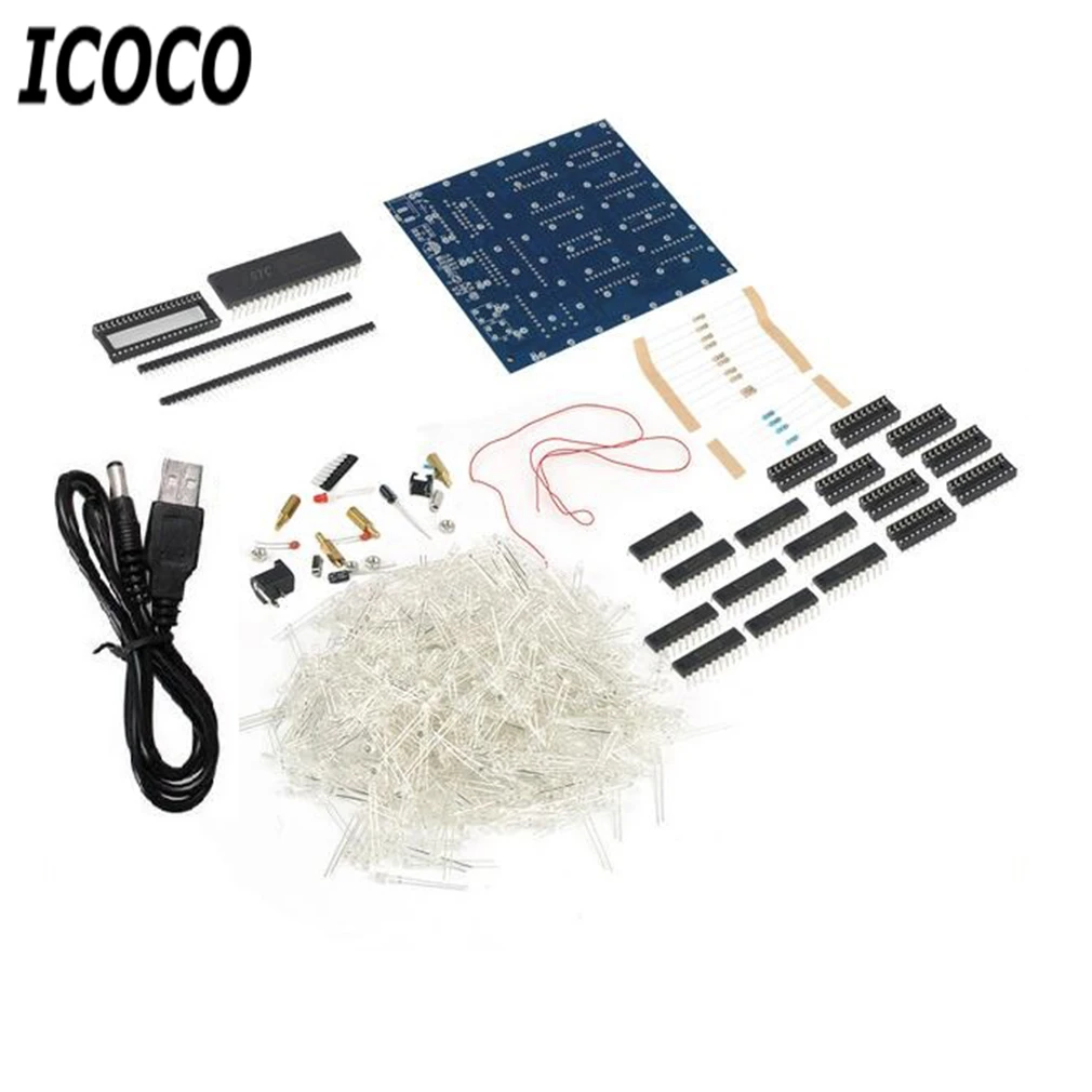 ICOCO 2017 новое поступление 3D квадрат DIY Kit 8x8x8 3 мм светодиодный куб Белый