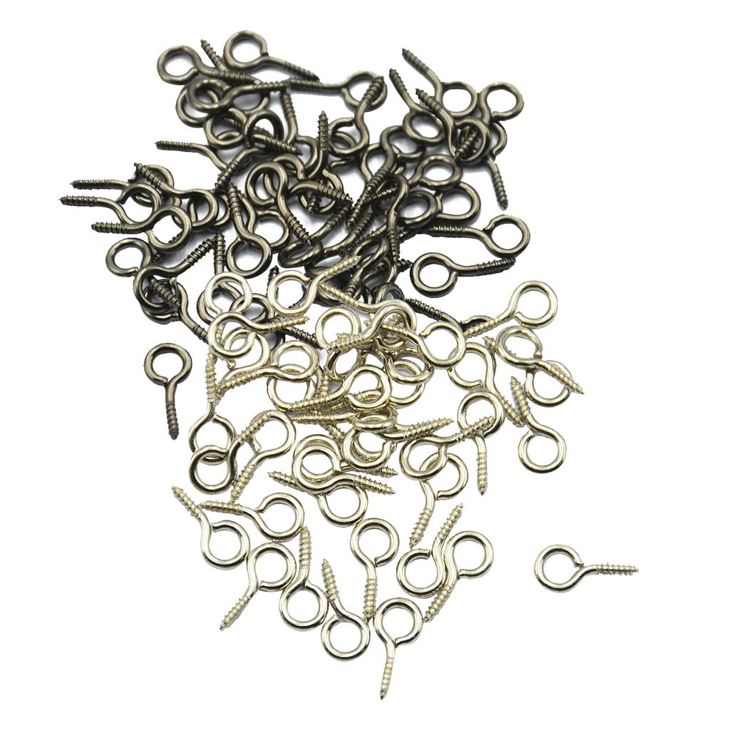 

100pcs Mini16x7mm Iron Metal Hoop Eye Pin Screws for Arts Crafts Projects Cork Top Bottles DIY Jewelry Findings Crafts