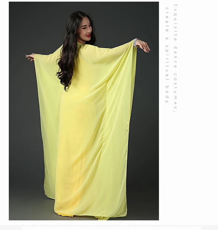 Новинка Khalegy халат женский танец живота свободный костюм Роскошная вышивка представление шоу одежда желтый ярко розовый