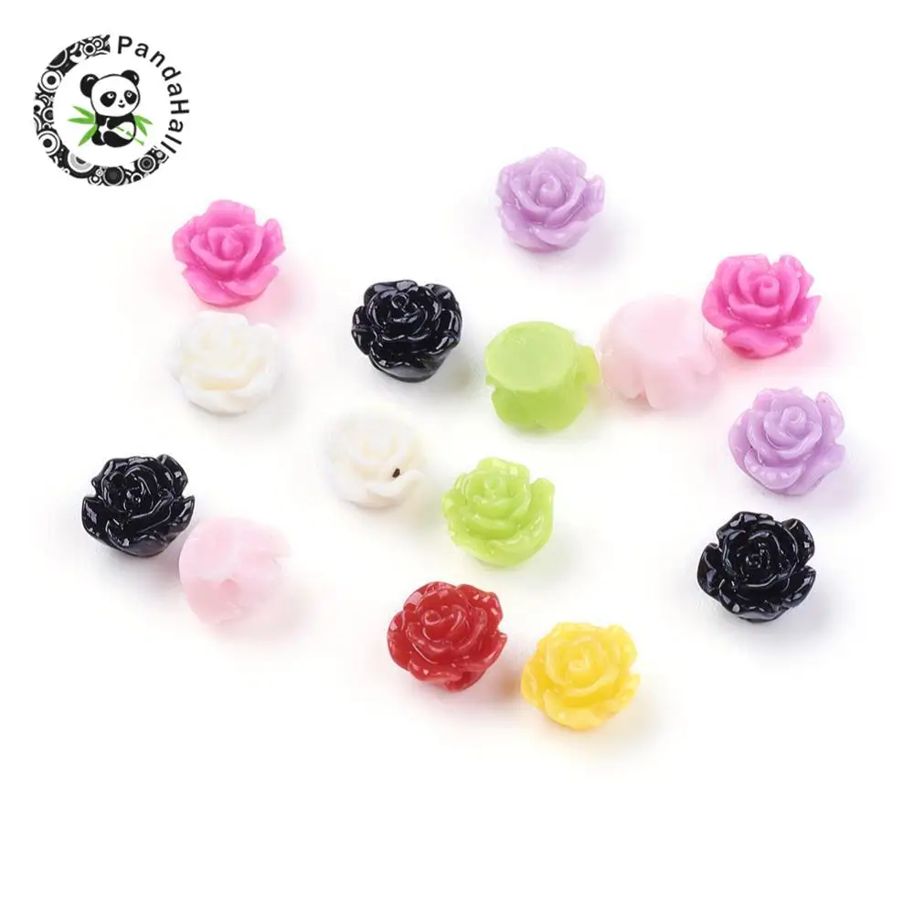 Resin Beads, Flower, Mixed Color, 6x4mm, Hole 1mmin Beads from