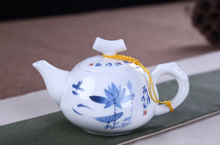 Китайский традиционный пейзаж узор чайник, изысканный керамический чайник, чайный набор кунг-фу, фарфоровая чайная посуда цветочный чайник - Цвет: 03