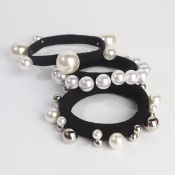 

Baby Girl Kids Girls Hair Accessories Solid Girl Big Small Beads Rivet Elastic Bands Girl Headdress Clothing Elastic Rubber Band