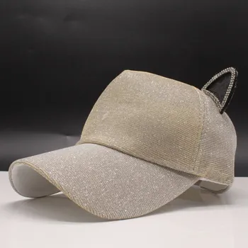 

2019 Fashion Baseball Caps Women Girl Ponytail Baseball Cap Sequins Shiny Messy Bun Snapback Hat Summer Sun Caps