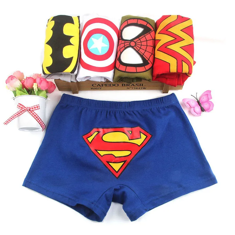 

5Pcs/Set The Avengers Batman Superman Spiderman Captain America Cotton Cartoon Underwears for Children Boys