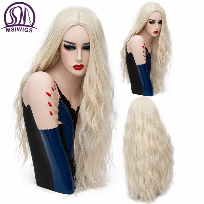 MSIWIGS 70 CM pelucas onduladas rosas largas Cosplay peluca Rubia de mujer sintética Natural 29 colores pelo resistente al calor MSIWIGS 70 CM pelucas onduladas rosas largas Cosplay peluca Rubia de mujer sintética Natural 29 colores pelo resistente al calor