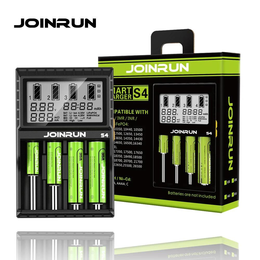 Joinrun 18650 18500 Батарея Зарядное устройство для литий ионная Ni MH Cd 10440 14500 16340 26650 AA AAA AAAA