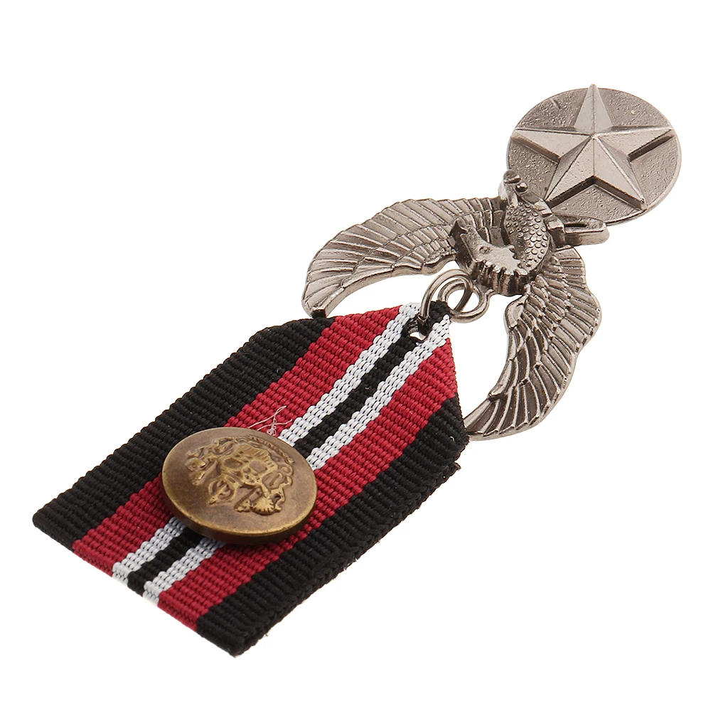 Alloy Brooches Vintage Men Uniform Medal Star Eagle Ribbon Brooch Streampunk Gothic Brooches Badge for Men 