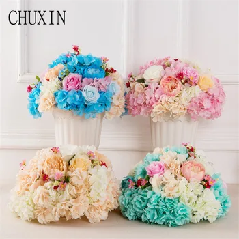 

High grade Artificial flower silk rose hydrangea wedding Road cited decoration fake flowers ball large-scale T stage decoration