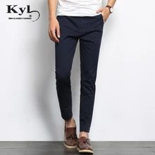 

2018 Summer Designer Brand Casual Cotton Pants Male Ankle length Pants Straight Leg Stretch Men's Dress Pants pant Trousers