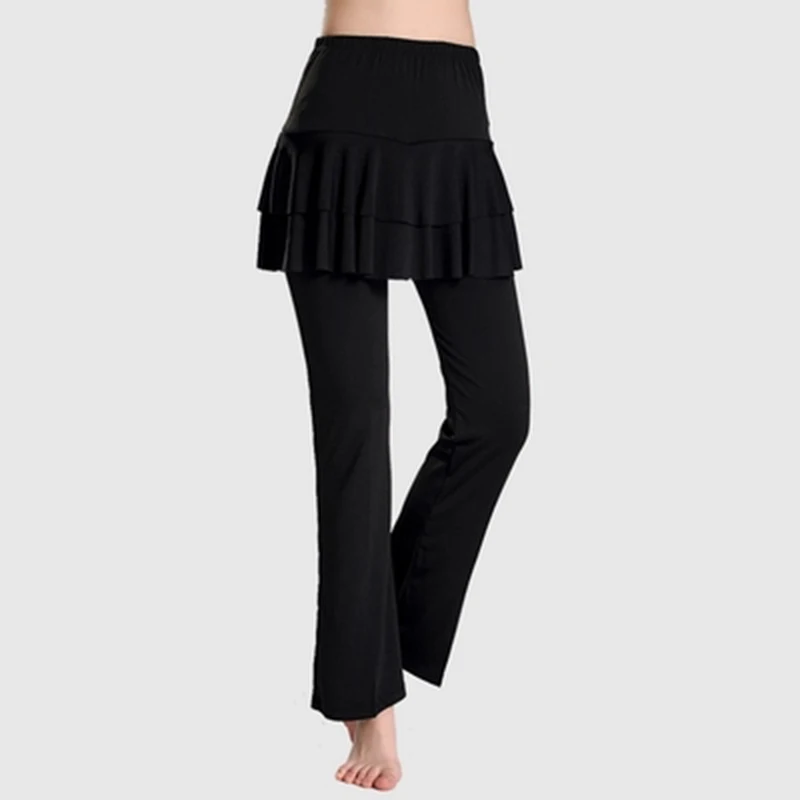 

New Latin Dance Skirt Women Yoga Pants Latin Dance Divided Skirt Milk Silk Latin Fitness Square Dance Skirt Pants Dance Clothing