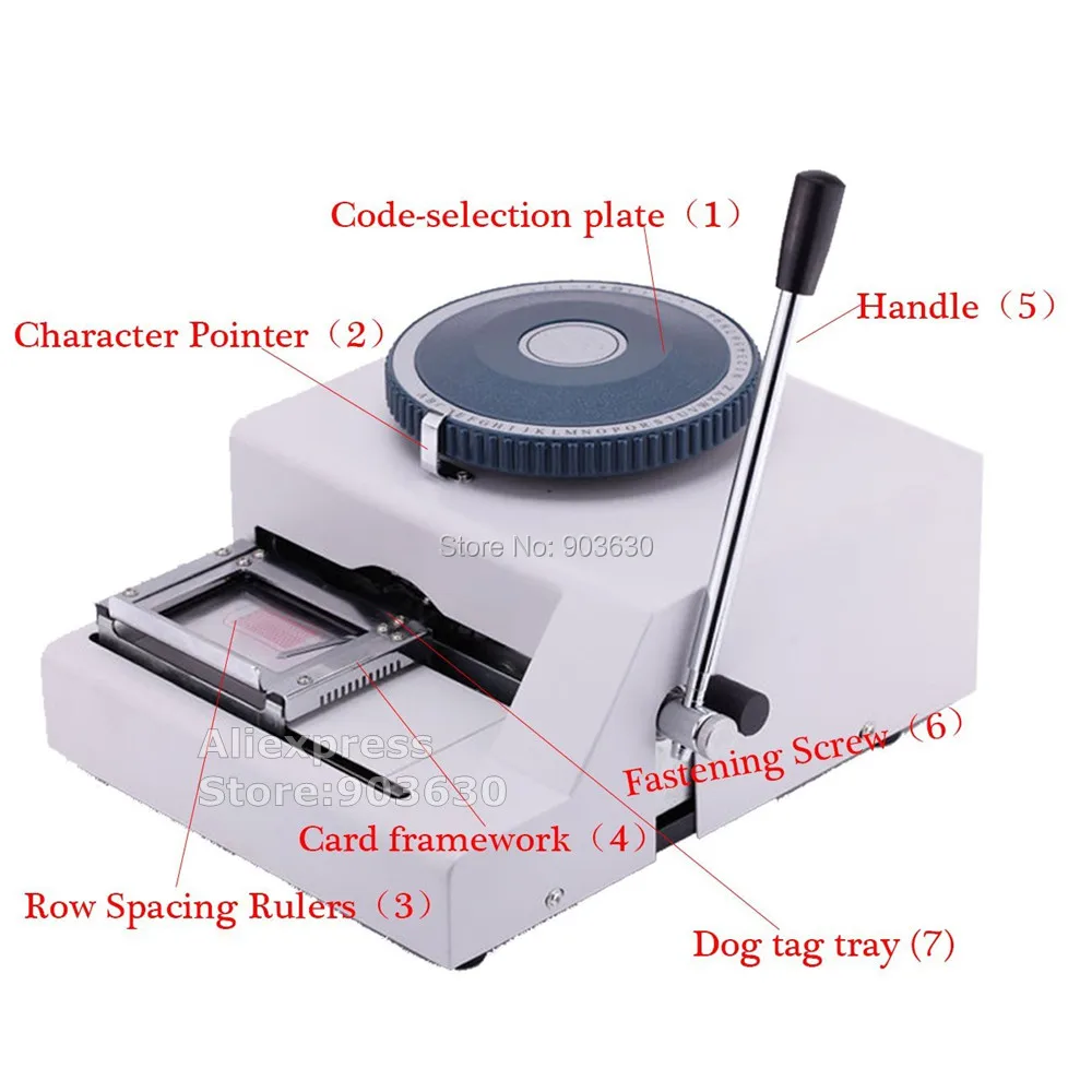 Wholesale High Qualtiy Dog Tag Embosser Machine 52Code Chatacters,Steel Embossing Machines,Manual Stainless Steel Card Embosser