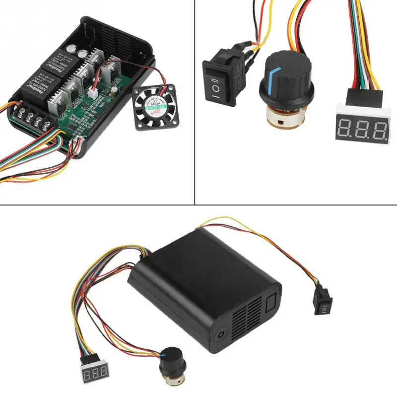 DC 10-55 V 40A цифровой дисплей постоянного тока контроль скорости двигателя CW CCW Реверсивный переключатель