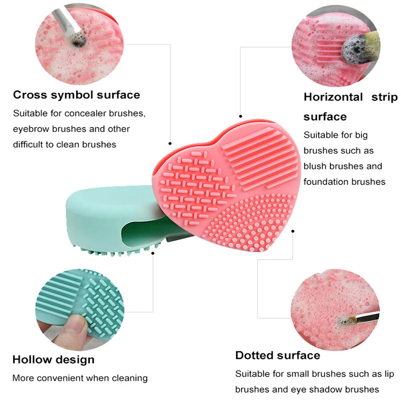 Силиконовая губка для удаления макияжа сердце дизайн кисти для макияжа очищающие яйца кисти для макияжа перчатка для чистки 4 цвета