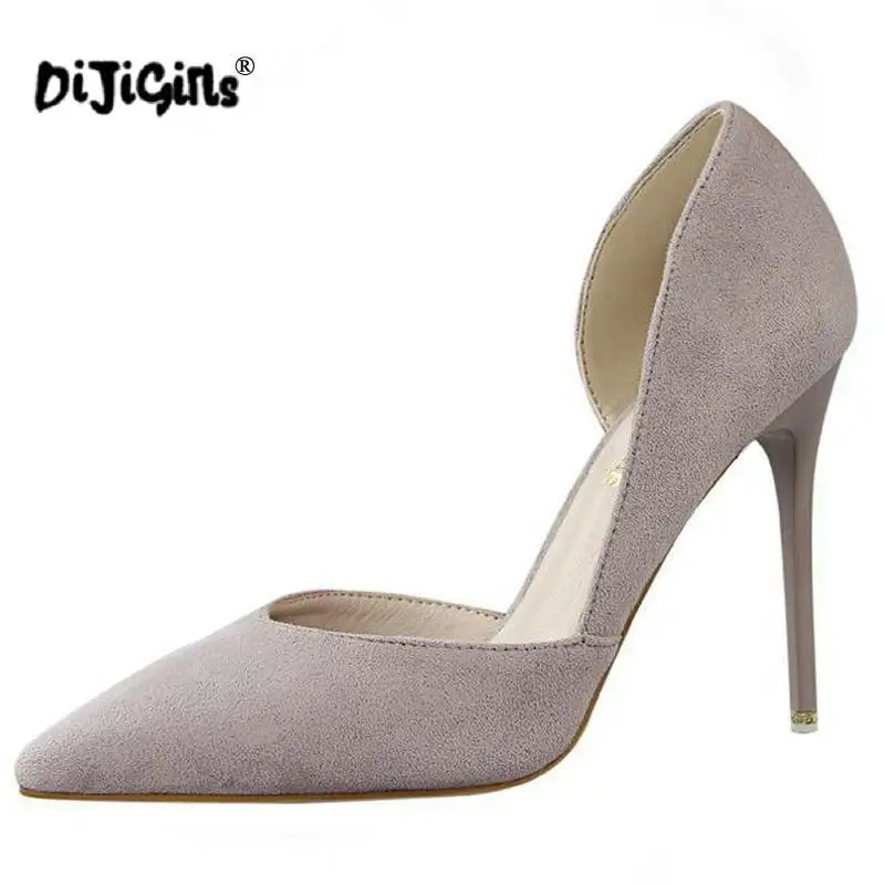 En rose Chaussures Nouveau Creux gris Défilé kaki Côté Automne De Pompes Pointu Haute Femmes Peu Mode Daim Eté Noir marron Mince Talons Stiletto Profonde TZBxTq1z