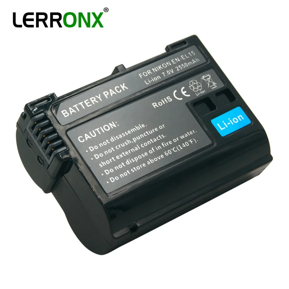 LERRONX EN-EL15 ENEL15 перезаряжаемые цифровой Батарея en-el15a RU EL15 2550mAh Аккумулятор для камеры Nikon D500 D750 D7100 D7000