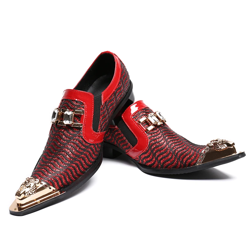 Red De Mariage Robe Bout Taille Chaussures En Mens Soirée Cuir Sur Mode Relief 46 Luxe Pointu Slip Metal Mocassins Nouveau Conception c4YRyU0Yq