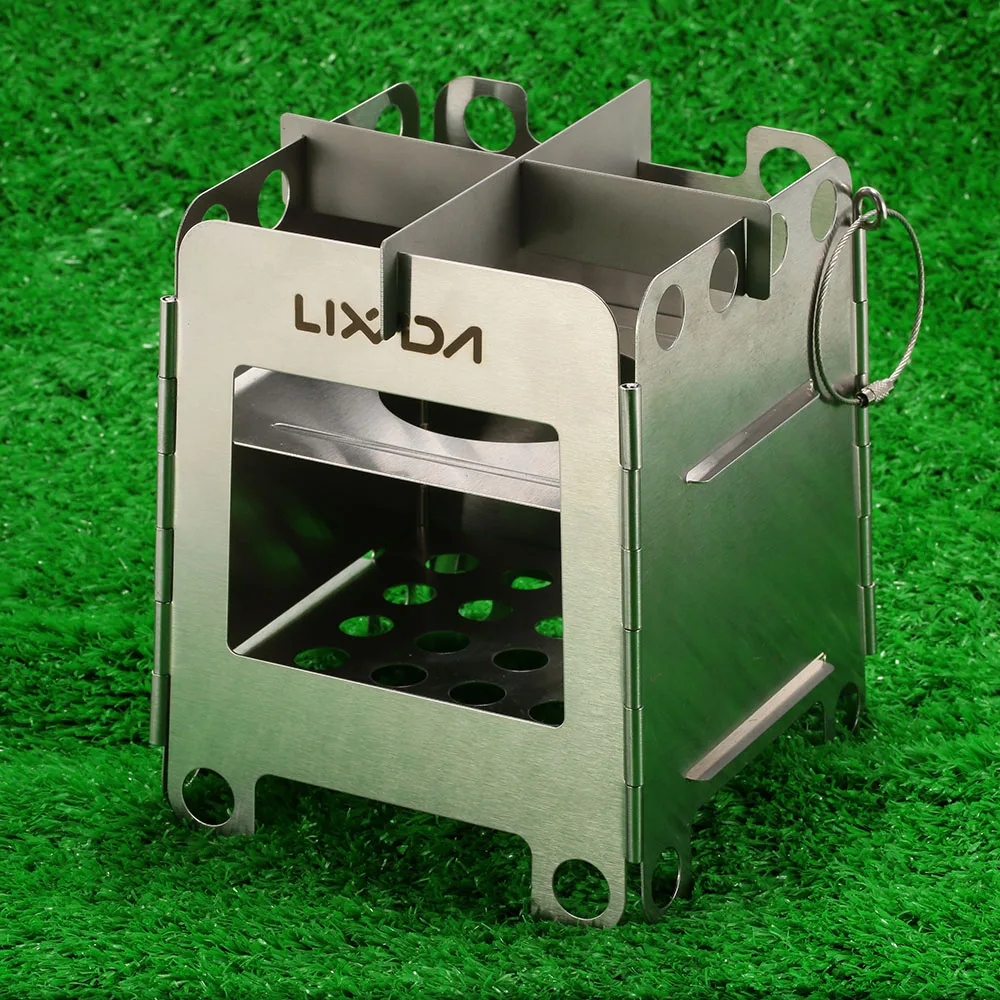 

Lixada Folding Wood Stoves Pocket Stove Outdoor Camping Backpacking Portable Stainless Steel Lightweight Cooking Picnic Stove