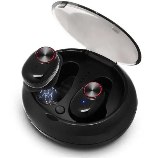 TWS V5 Bluetooth наушники стерео туры Беспроводные наушники с микрофоном и 500 мАч зарядная коробка Bluetooth ухо бутон fone d - Color: black