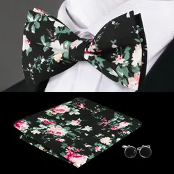 F-636 новое поступление черный галстук-бабочка платок запонки набор привет-галстук брендовая хлопковая Бабочка галстуки для мужской костюм