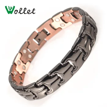 

Wollet Jewelry Copper Bracelet Bangles Men Black Healthy Bio Energy Magnetic