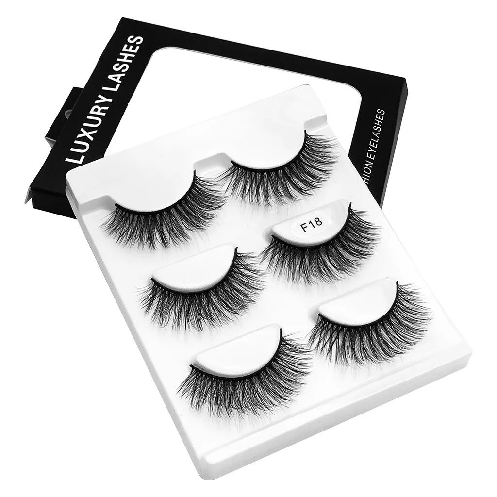 

3 Pairs Of Pure Natural Handmade Fake Eyelashes Cross Upper Layer 3D Multi-layer Extension False Eyelashes For Beauty