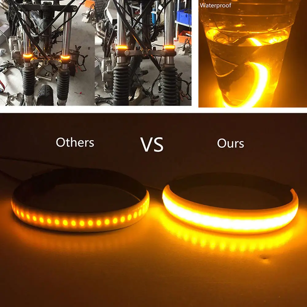 

1 Pair SMD LED Strip Bike Motorcycle Car Fork Turn Signal Indicator Light Blink Motorcycle Front Shock Led Strip