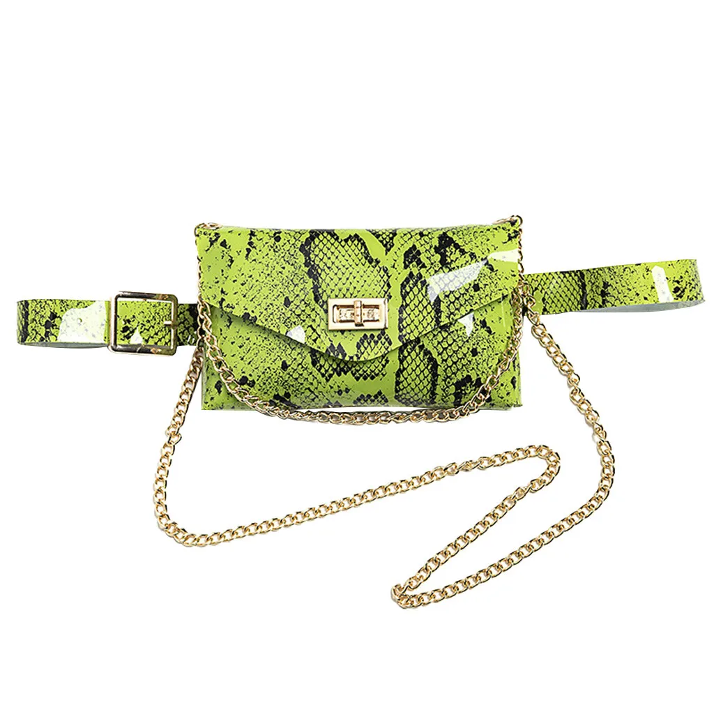 

Women Waist Pack Serpentine Fanny Pack Pu Leahter Waist Bag Femal Fashion Snake Skin Waist Belt High quality Female Purse &&6