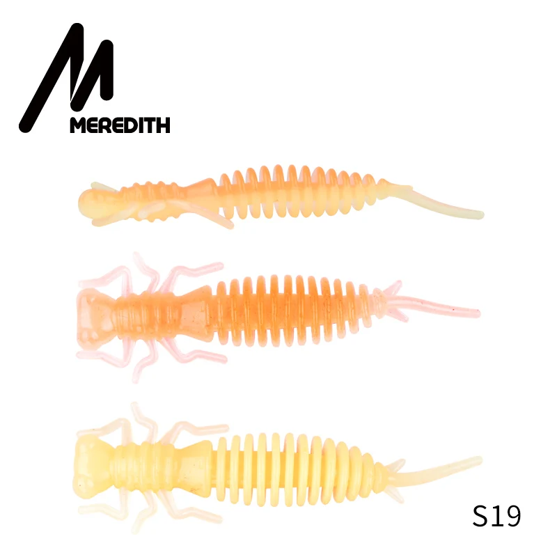 MEREDITH 85 мм, 4 шт., мягкие приманки для рыбалки, искусственные рыболовные червь, личинка, силиконовые приманки для ловли щуки, гольян, пластиковые приманки - Цвет: S19