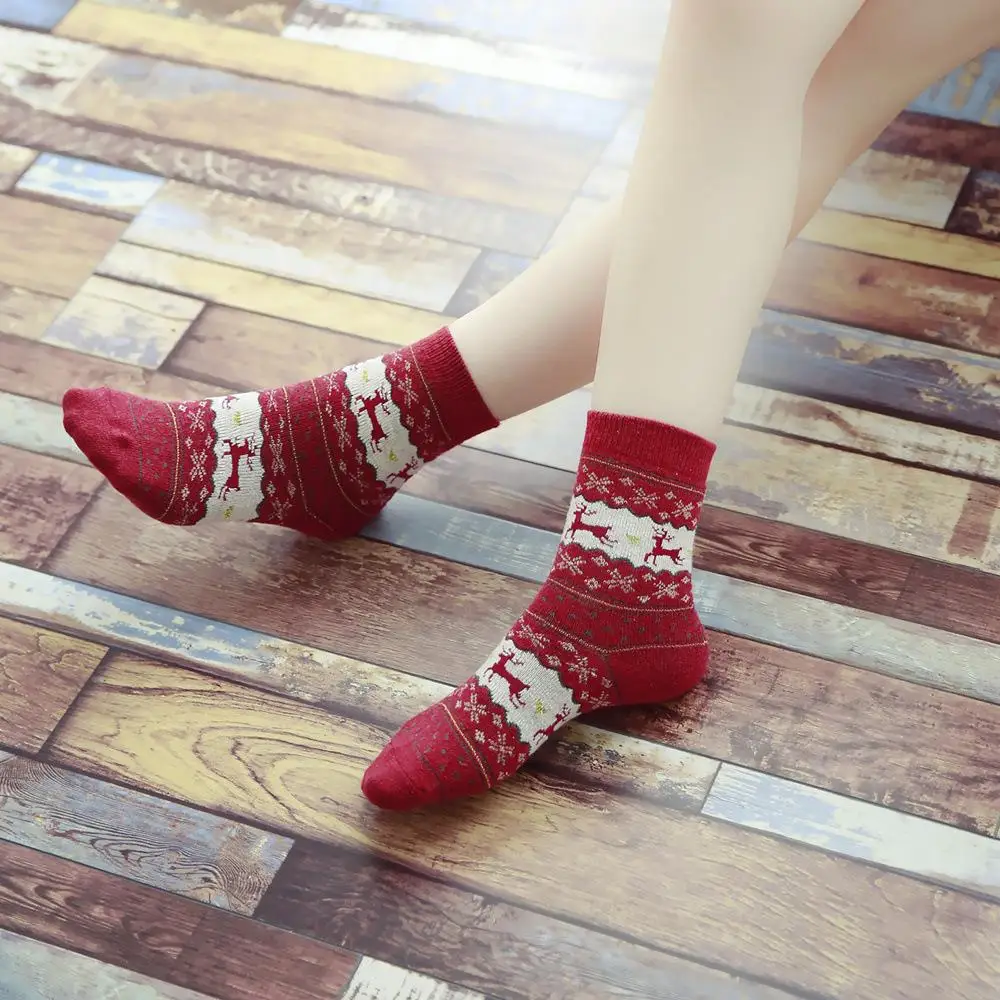 10 pieces= 5 pairs women Christmas rabbit wool socks Classic fawn wool socks  autumn and winter warm women socks