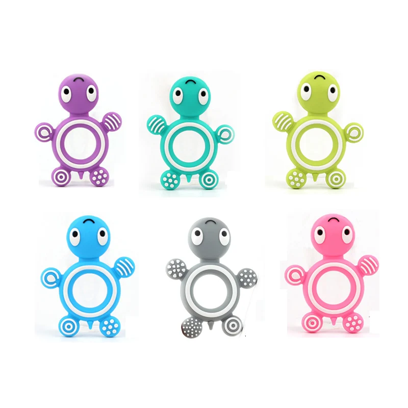 

Baby Turtle Silicone Teether 5PCS/lot Safety Tortoise Infant Kids Food Grade Silicone SootherTeething Pacifier Neckalce Pendent